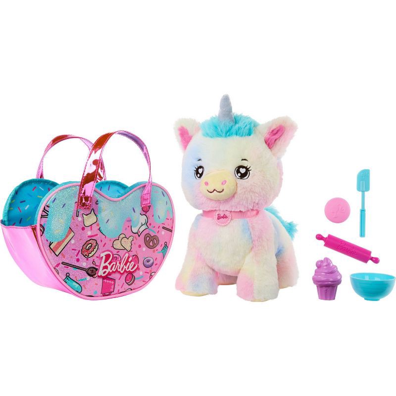 slide 3 of 6, Barbie Chef Pet Adventure Stuffed Animal, Unicorn Toys, Plush with Purse and 5 Accessories, 1 ct
