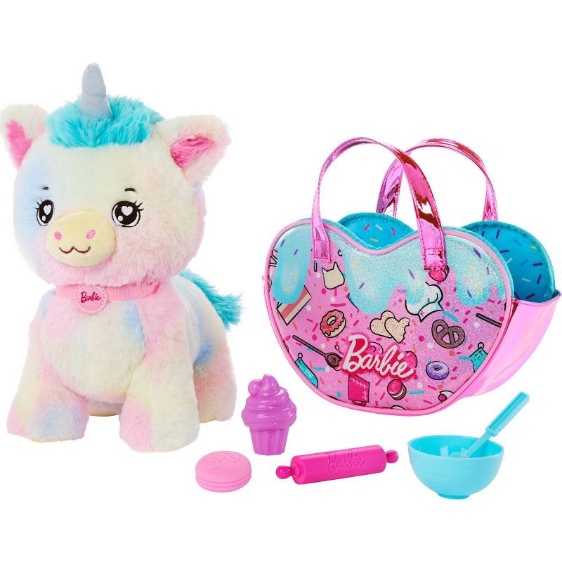 slide 1 of 6, Barbie Chef Pet Adventure Stuffed Animal, Unicorn Toys, Plush with Purse and 5 Accessories, 1 ct