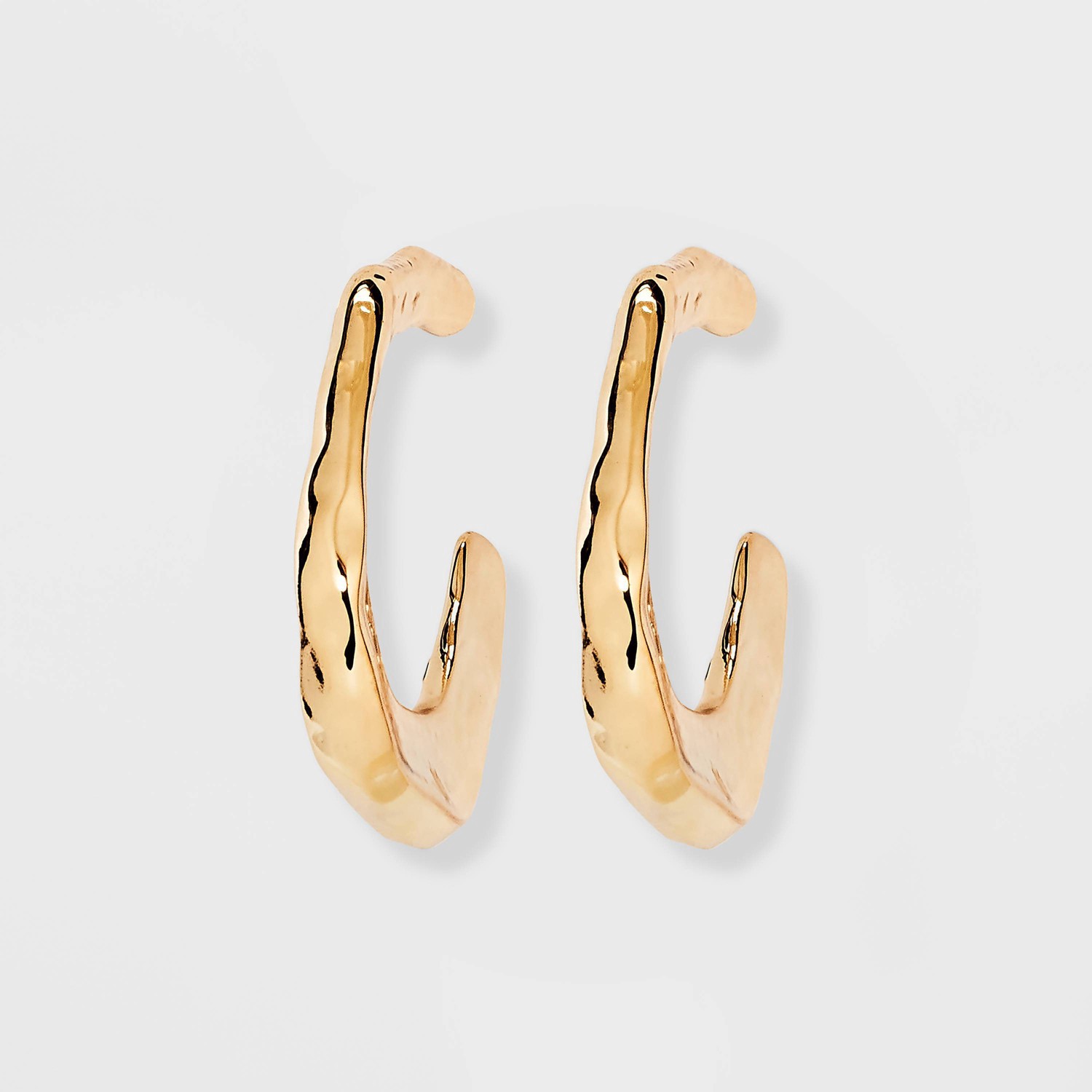 slide 1 of 2, Sculptural Metal Wide Hoop Earrings - A New Day Gold, 1 ct