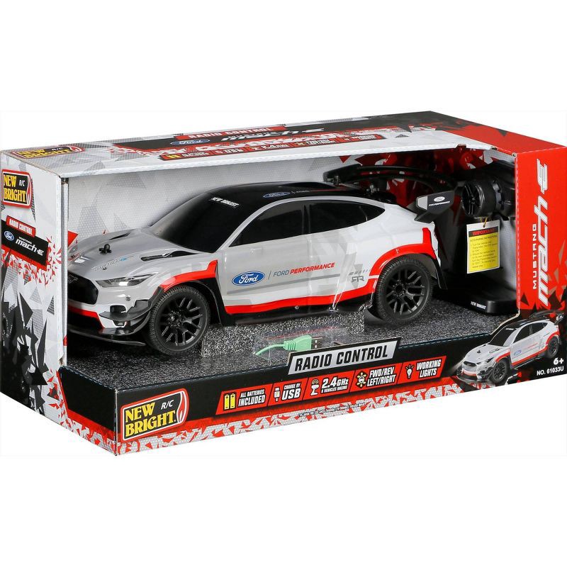slide 10 of 11, New Bright RC Ford Mustang Mach E - 1:10 Scale: Remote Control Vehicle, USB Rechargeable, 4x4 Drive System, 1 ct