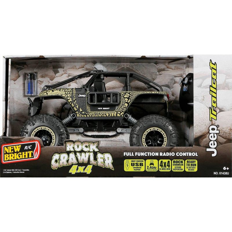slide 5 of 11, New Bright RC Jeep Trailcat Rock Crawler - 1:14 Scale: Remote Control Truck with USB Rechargeable Battery, 1 ct