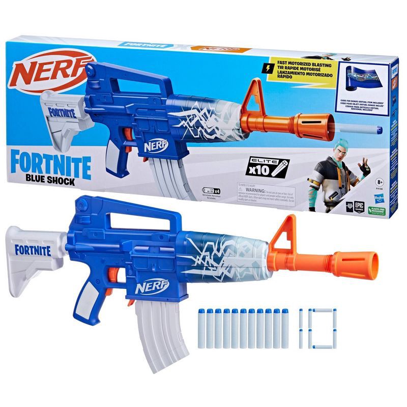 slide 3 of 4, NERF Fortnite Blue Shock Dart Blaster, 1 ct