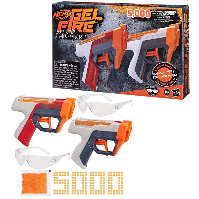 slide 3 of 6, NERF Pro Gelfire Dual Wield Blasters - 2pk, 2 ct