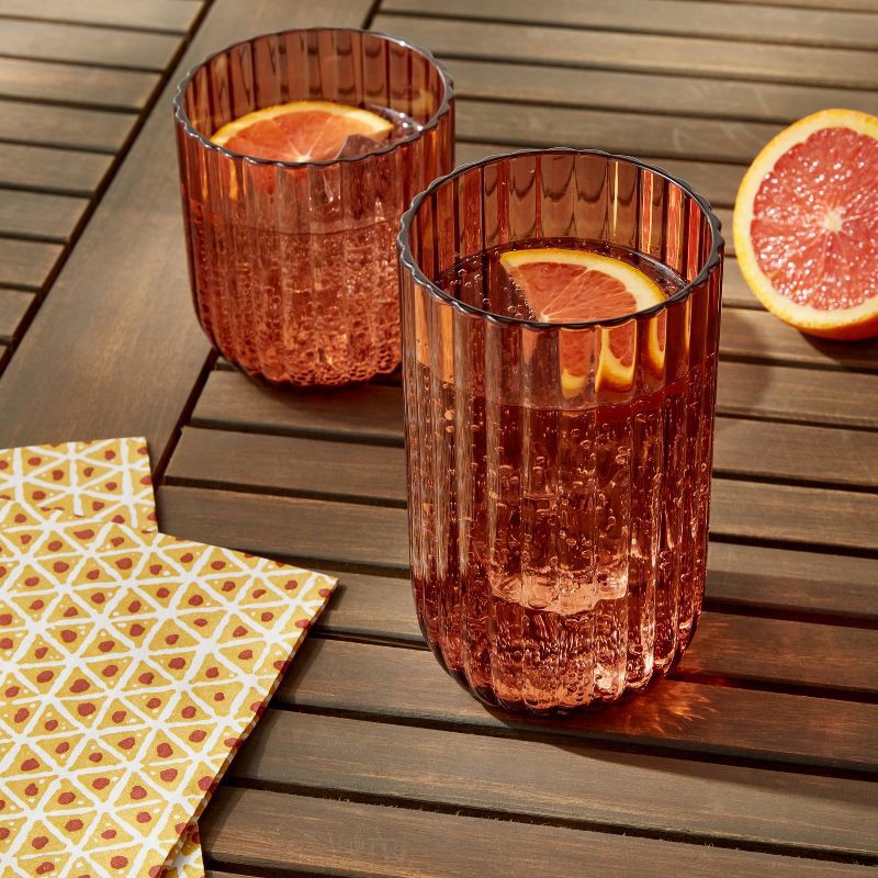 slide 2 of 3, 16oz Plastic Ribbed Tall Tumbler Rust - Threshold™: Reusable Drinkware, Dishwasher-Safe, Cold Beverages, 16 oz
