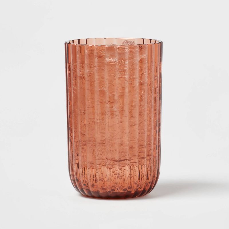 slide 3 of 3, 16oz Plastic Ribbed Tall Tumbler Rust - Threshold™: Reusable Drinkware, Dishwasher-Safe, Cold Beverages, 16 oz