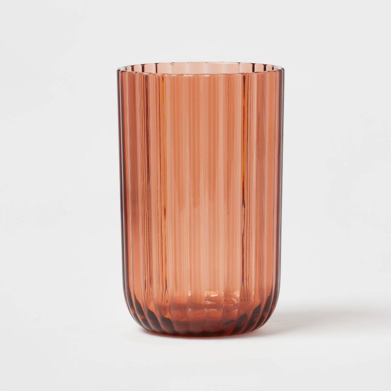 slide 1 of 3, 16oz Plastic Ribbed Tall Tumbler Rust - Threshold™: Reusable Drinkware, Dishwasher-Safe, Cold Beverages, 16 oz