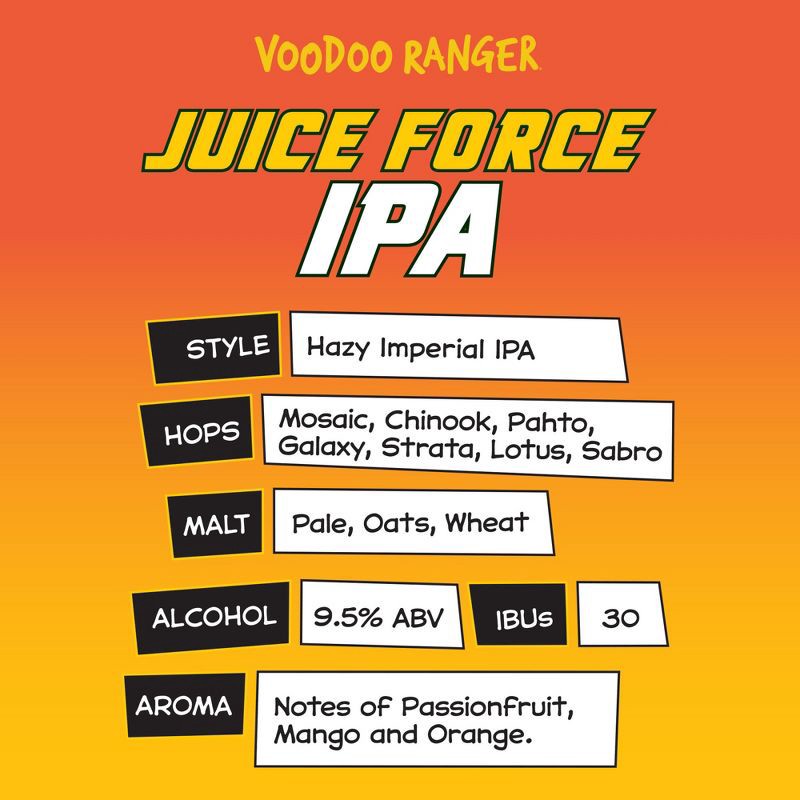 slide 6 of 9, New Belgium Voodoo Ranger Juice Force IPA Beer - 12pk/12 fl oz Cans, 12 ct; 12 fl oz