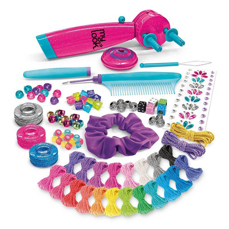 slide 4 of 7, My Look 3 in 1 Deluxe Braid, Bead & Twist Styler: Craft Kit with Plastic Components, Stickers & Elastic Cord, 1 ct