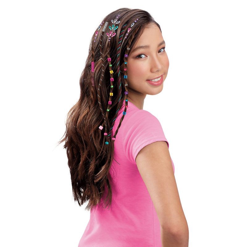 slide 7 of 7, My Look 3 in 1 Deluxe Braid, Bead & Twist Styler: Craft Kit with Plastic Components, Stickers & Elastic Cord, 1 ct