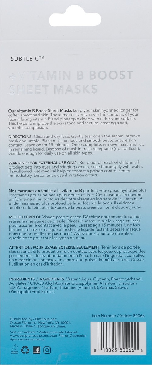 slide 13 of 13, Subtle C Vitamin B Boost Sheet Masks 2 ea, 2 ct