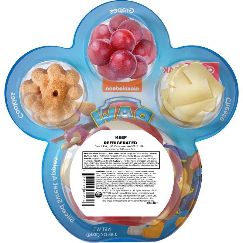 slide 2 of 4, PAW Patrol Apple Cheese Grape Cookies Crunch Pak - 3.65oz, 3.65 oz