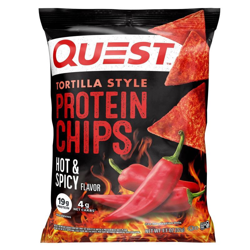 slide 2 of 3, Quest Nutrition Hot & Spicy Chips Bag - 4.5oz/4ct, 4.5 oz, 4 ct