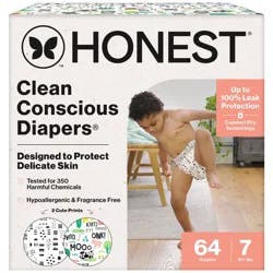 The Honest Company Clean Conscious Diapers -Barnyard Babies + Pattern Play - Size 7 - 64ct
