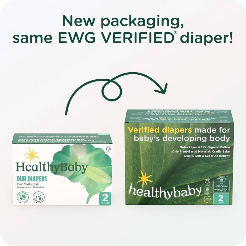 slide 2 of 10, HealthyBaby Certified Safe Organic Cotton Enhanced Diapers - Size 2 - 62ct, 2 x 62 ct