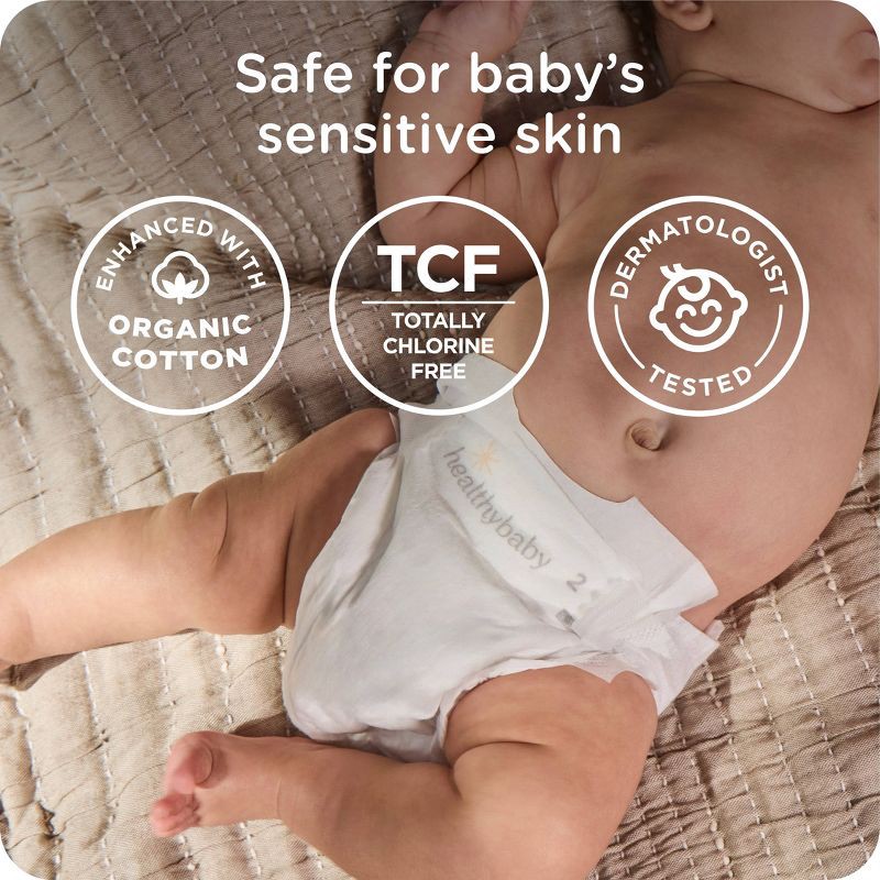 slide 5 of 10, HealthyBaby Certified Safe Organic Cotton Enhanced Diapers - Size 2 - 62ct, 2 x 62 ct