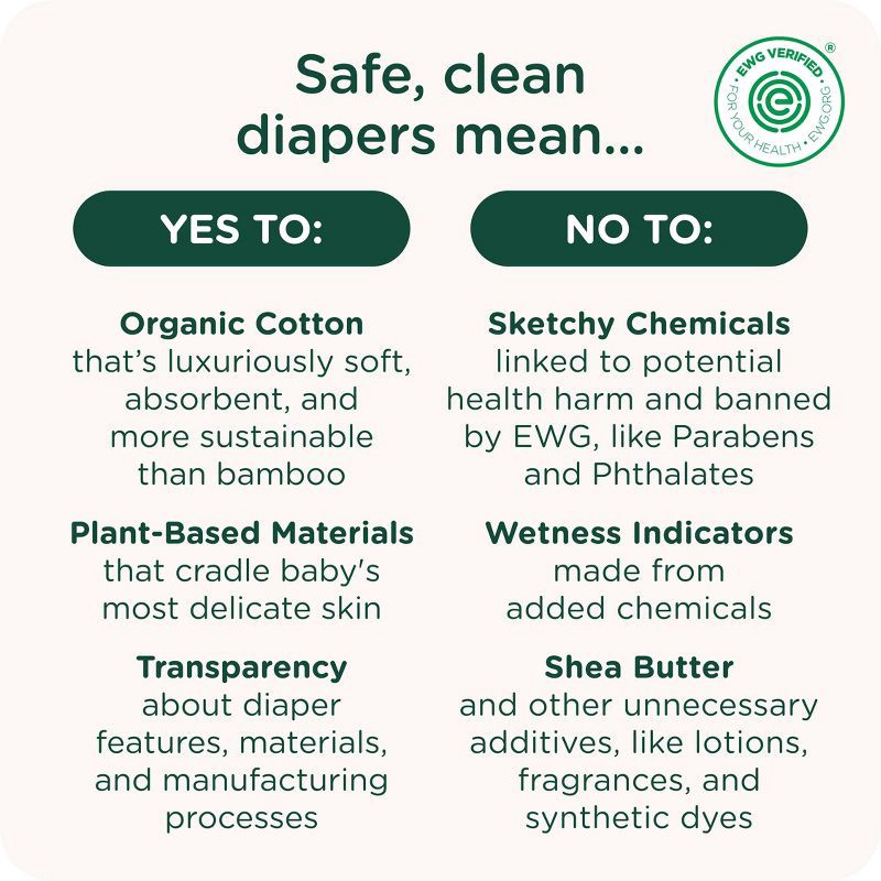 slide 8 of 10, HealthyBaby Certified Safe Organic Cotton Enhanced Diapers - Size 2 - 62ct, 2 x 62 ct