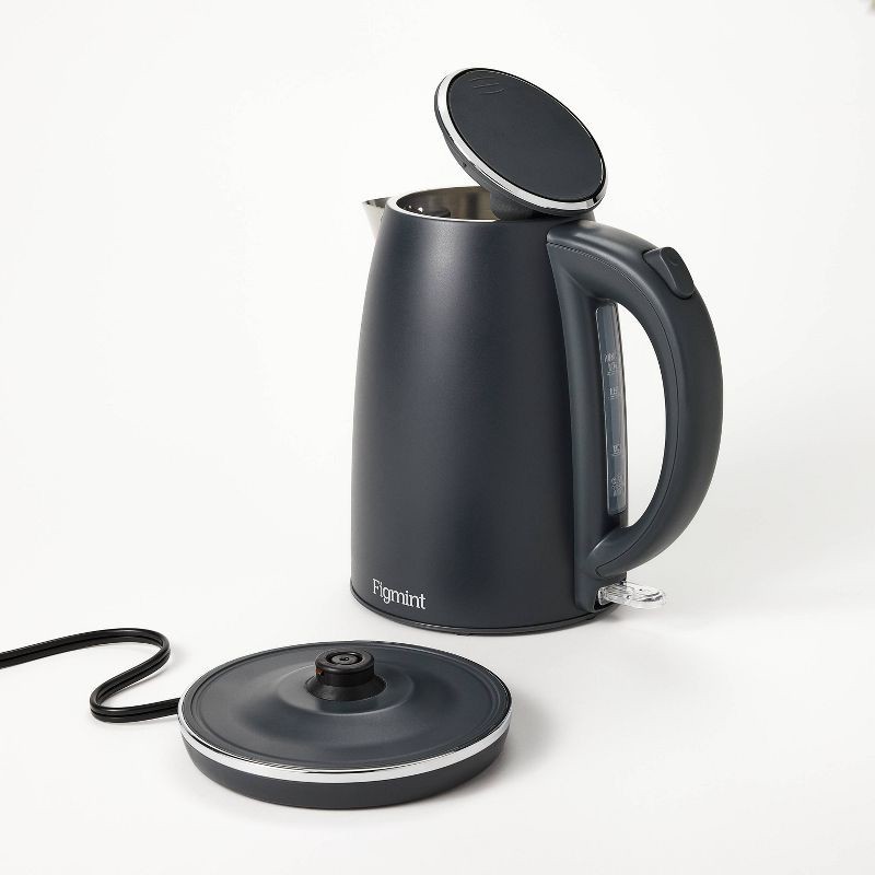 slide 3 of 6, 1.7 L Electric Kettle with Thin Chrome Trim Band - Painted Stainless Steel - Figmint™, 1.7 liter