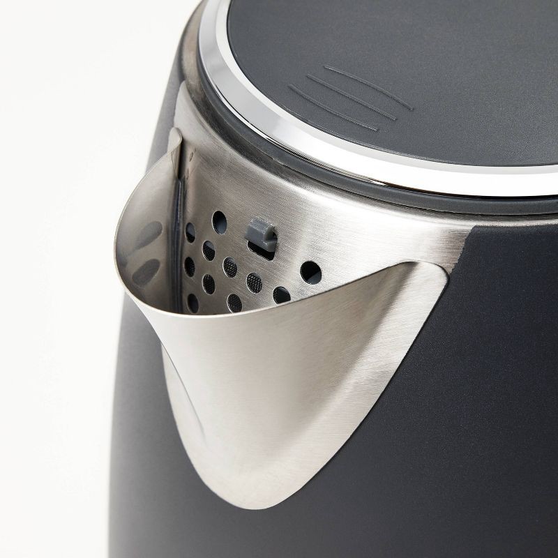 slide 4 of 6, 1.7 L Electric Kettle with Thin Chrome Trim Band - Painted Stainless Steel - Figmint™, 1.7 liter