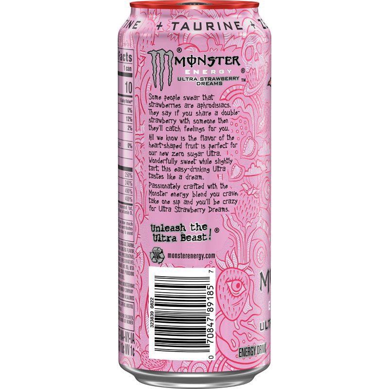 slide 2 of 5, Monster Energy Monster Ultra Strawberry Dreams Energy Drink - 16 fl oz Can, 16 fl oz