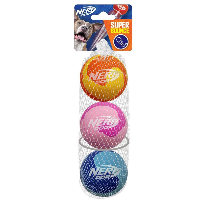 slide 1 of 1, NERF 2.4" Rubber Super Bounce Ball Dog Toy - 3pk, 3 ct