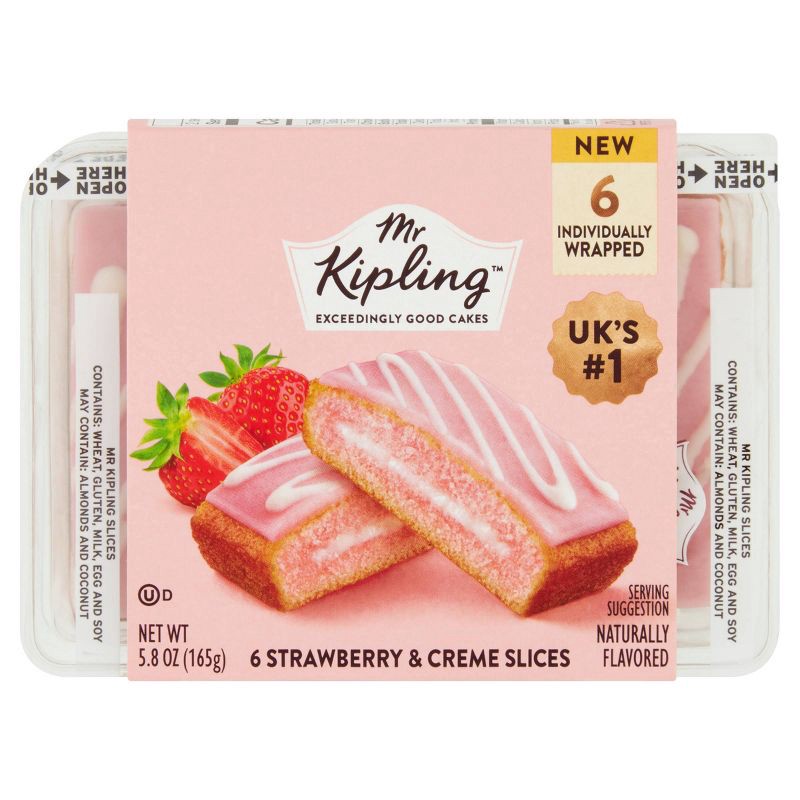slide 1 of 1, Mr Kipling Mr. Kipling Strawberry & Creme Cake Slices - 6ct/5.8oz, 6 ct, 5.8 oz