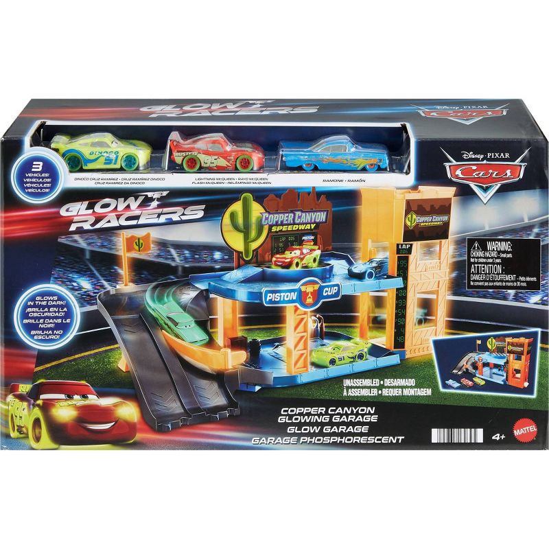 slide 4 of 4, Disney and Pixar Cars Glow Racers Copper Canyon Glowing Garage Playset, 1 ct