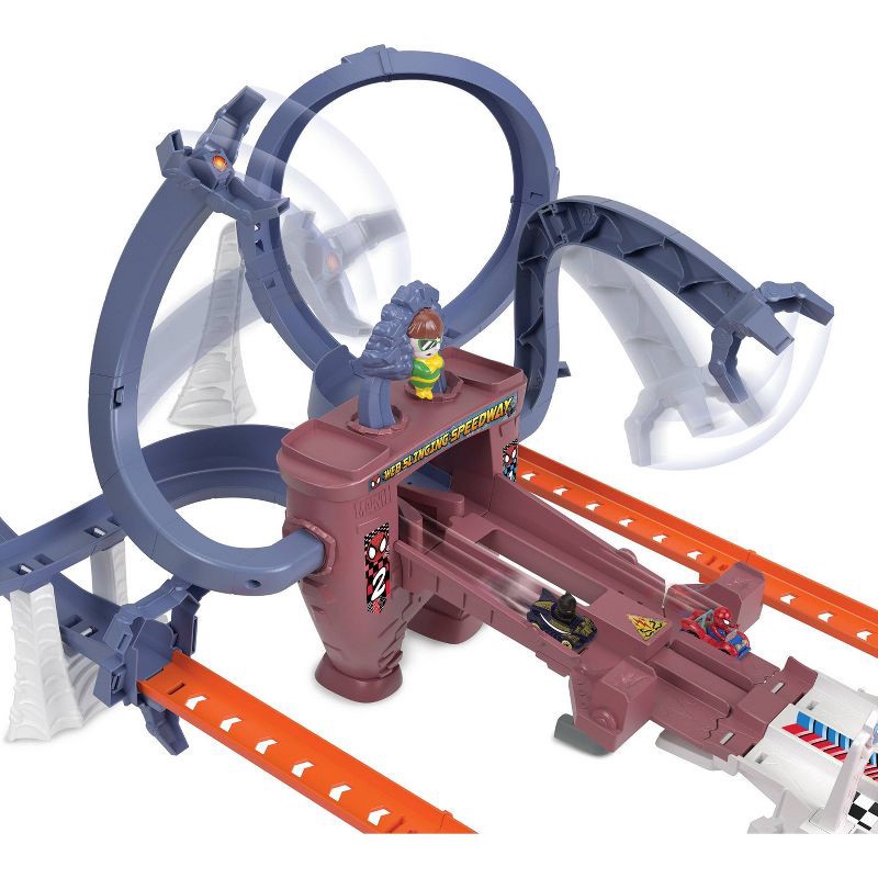 slide 5 of 6, Hot Wheels RacerVerse Spider-Man’s Web-Slinging Speedway Track Set, 1 ct