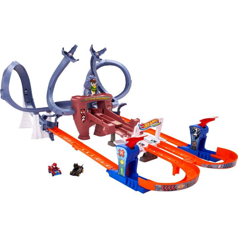 slide 1 of 6, Hot Wheels RacerVerse Spider-Man’s Web-Slinging Speedway Track Set, 1 ct