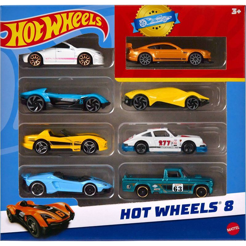 slide 2 of 3, Hot Wheels Cars & Trucks Set with 1 Exclusive Car - 1:64 Scale - 8pk, 8 ct