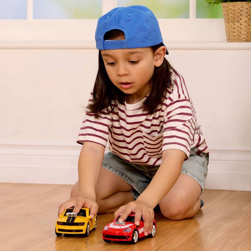 slide 2 of 7, DRIVEN by Battat Friction Motor Micro Sports Cars 2pk: Toy Vehicles with Sound Effects & Lights, 2 ct