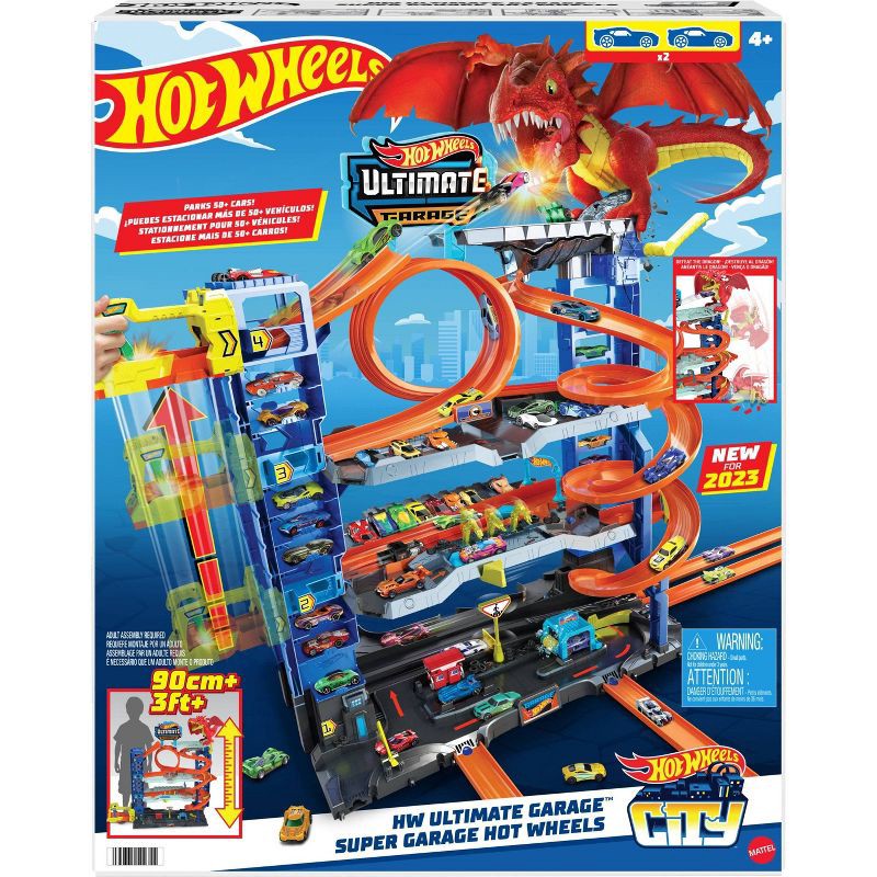 slide 6 of 6, Hot Wheels City Ultimate Garage Playset: Plastic Toy Vehicle Set, Includes Car, Non-Powered, Adult Assembly Required, Ages 4+, 1 ct