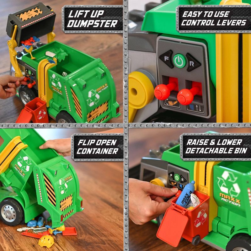 slide 3 of 7, Maxx Action 3-N-1 Maxx Recycler - Toy Garbage Truck with Joystick Controllers and Miniature Trash Pieces, 1 ct
