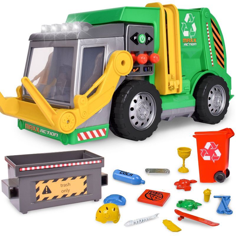 slide 1 of 7, Maxx Action 3-N-1 Maxx Recycler - Toy Garbage Truck with Joystick Controllers and Miniature Trash Pieces, 1 ct