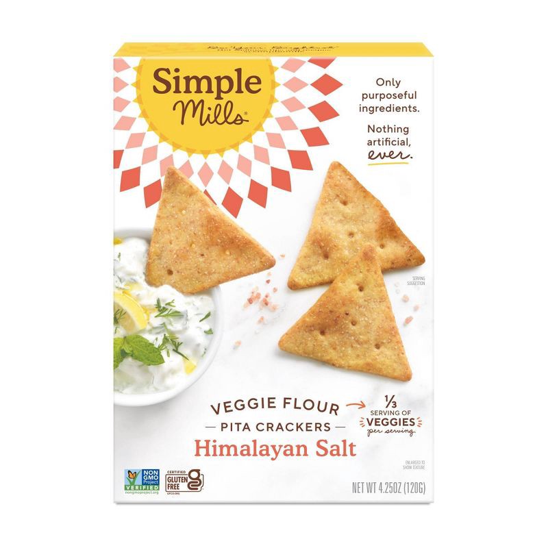 slide 1 of 5, Simple Mills Veggie Flour Pita Crackers Himalayan Salt - 4.25 oz, 4.25 oz