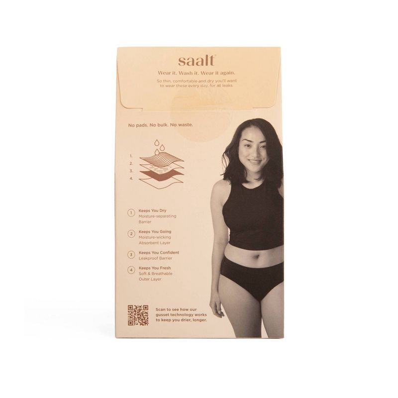 slide 3 of 10, Saalt Heavy Absorbency Briefs Super Soft Modal Comfort Leak Proof Women's Period Underwear - Volcanic Black - L, 1 ct