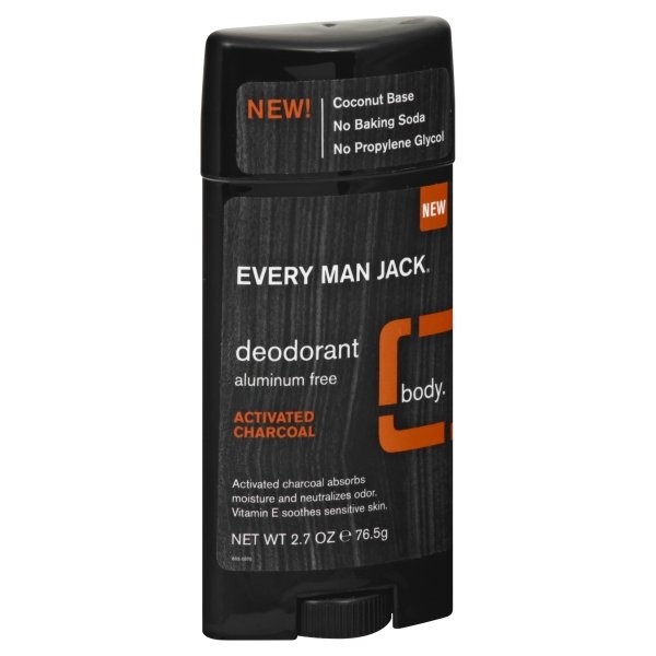 slide 1 of 7, Every Man Jack Men's Aluminum-Free Activated Charcoal Deodorant with Vitamin E, 2.7 oz