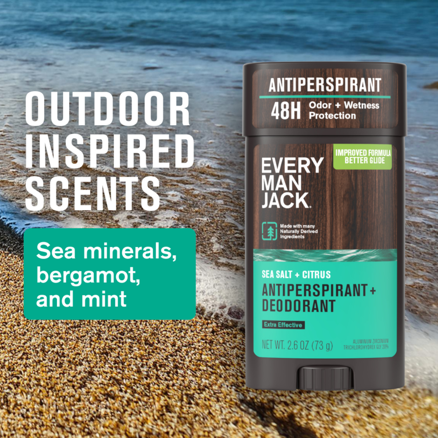 slide 4 of 8, Every Man Jack Men's Sea Salt + Citrus Antiperspirant Deodorant - 2.6 oz, 2.6 oz