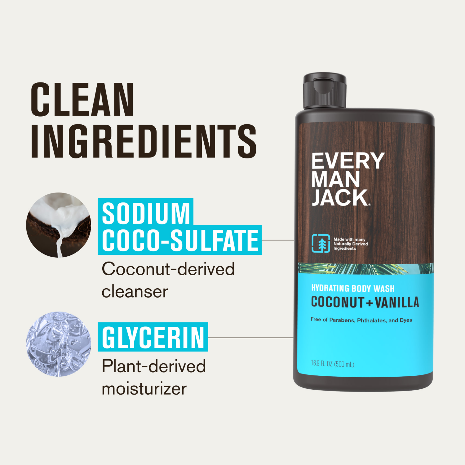 slide 8 of 8, Every Man Jack Hydrating Coconut + Vanilla Body Wash 16.9 fl oz, 16.9 fl oz