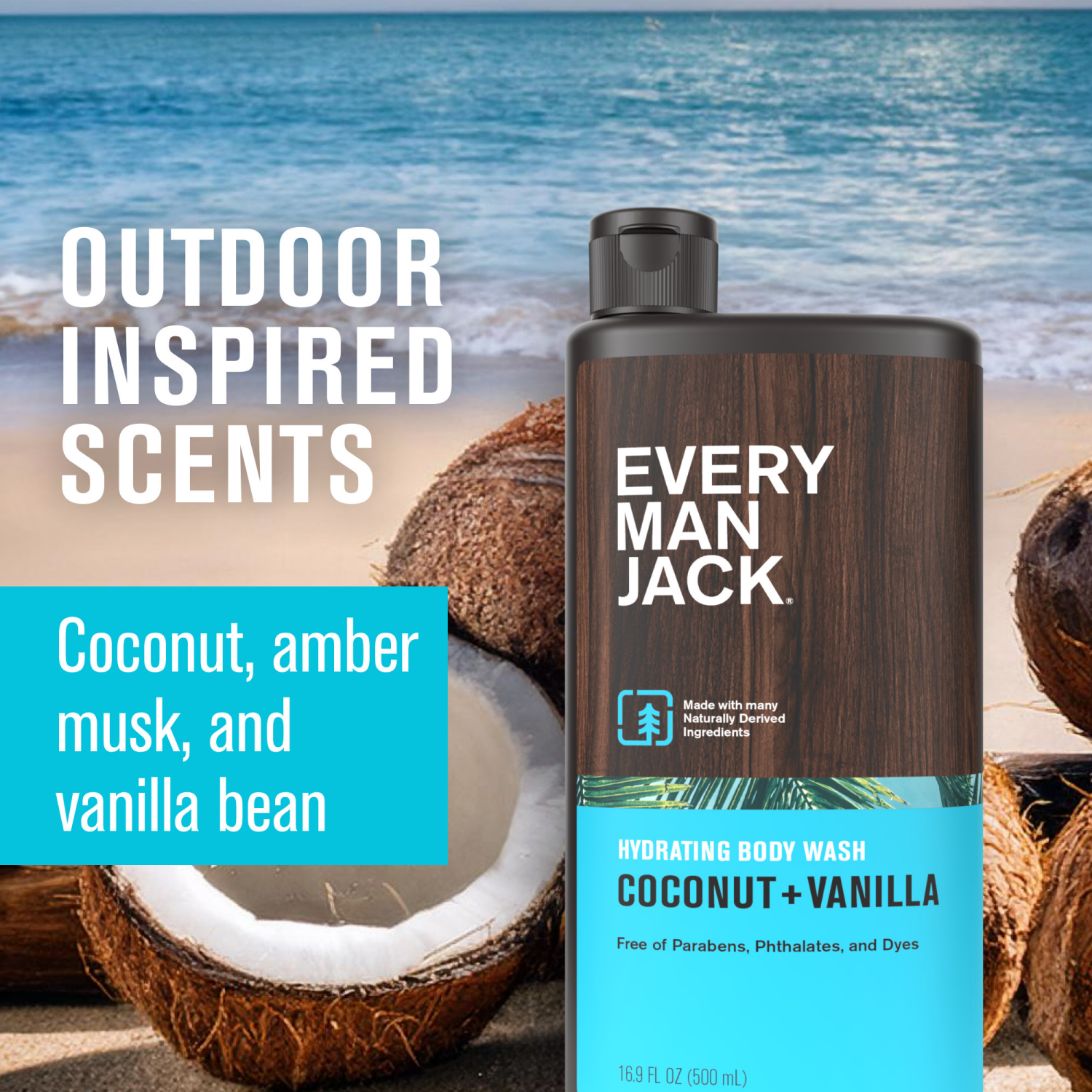 slide 7 of 8, Every Man Jack Hydrating Coconut + Vanilla Body Wash 16.9 fl oz, 16.9 fl oz