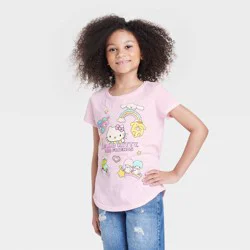 Girls' Hello Kitty and Friends Graphic T-Shirt - Pink L: Lightweight Jersey, Short Sleeve