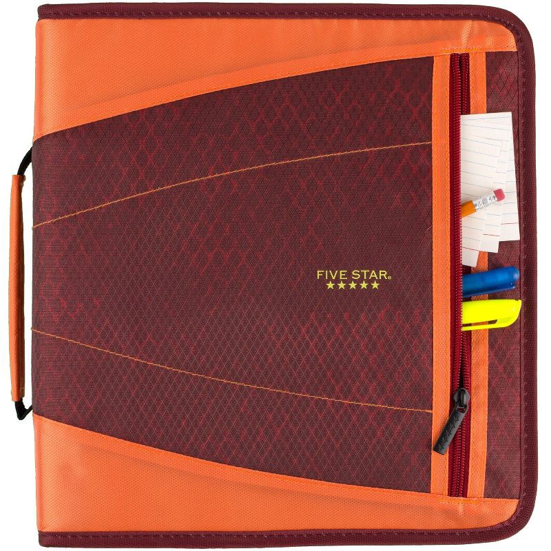 slide 2 of 6, Five Star 2" Sewn Zipper Binder with File Folders Crimson Mesh, 1 ct