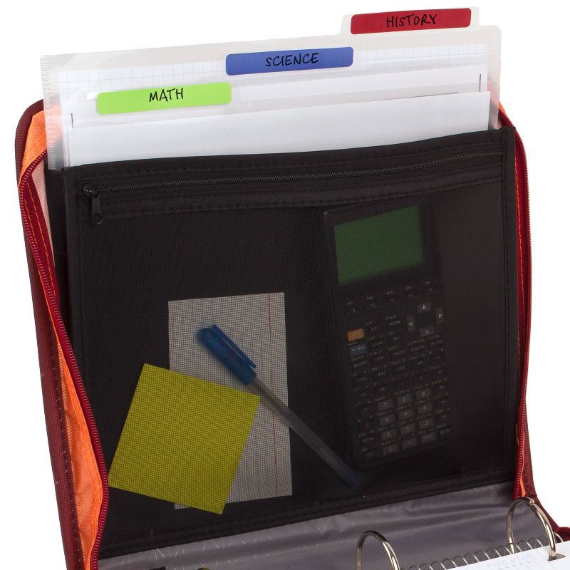 slide 4 of 6, Five Star 2" Sewn Zipper Binder with File Folders Crimson Mesh, 1 ct