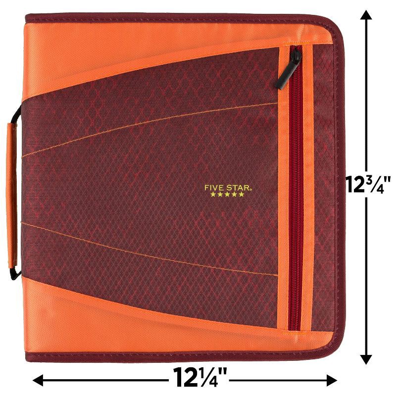 slide 5 of 6, Five Star 2" Sewn Zipper Binder with File Folders Crimson Mesh, 1 ct