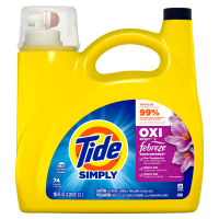 slide 25 of 25, Tide Simply Oxi Boost + Febreze Odor Defense, 74 Loads, Tough on Stains and Odors, Febreze Sunny Breeze Scent, 105 fl oz
