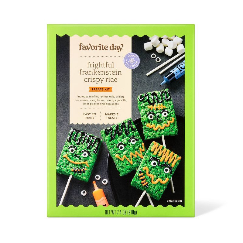 slide 1 of 6, Frightful Frankenstein Crispy Rice Treats Kit - 7.4oz - Halloween - Favorite Day™, 7.4 oz