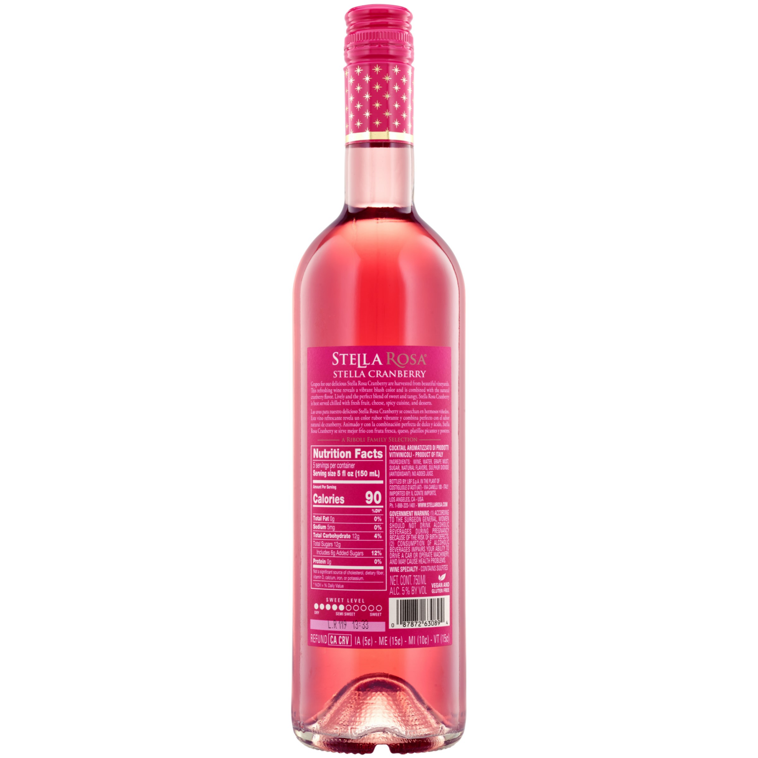 slide 2 of 8, Stella Rosa Semi-Sweet Cranberry 25.4 fl oz, 750 ml