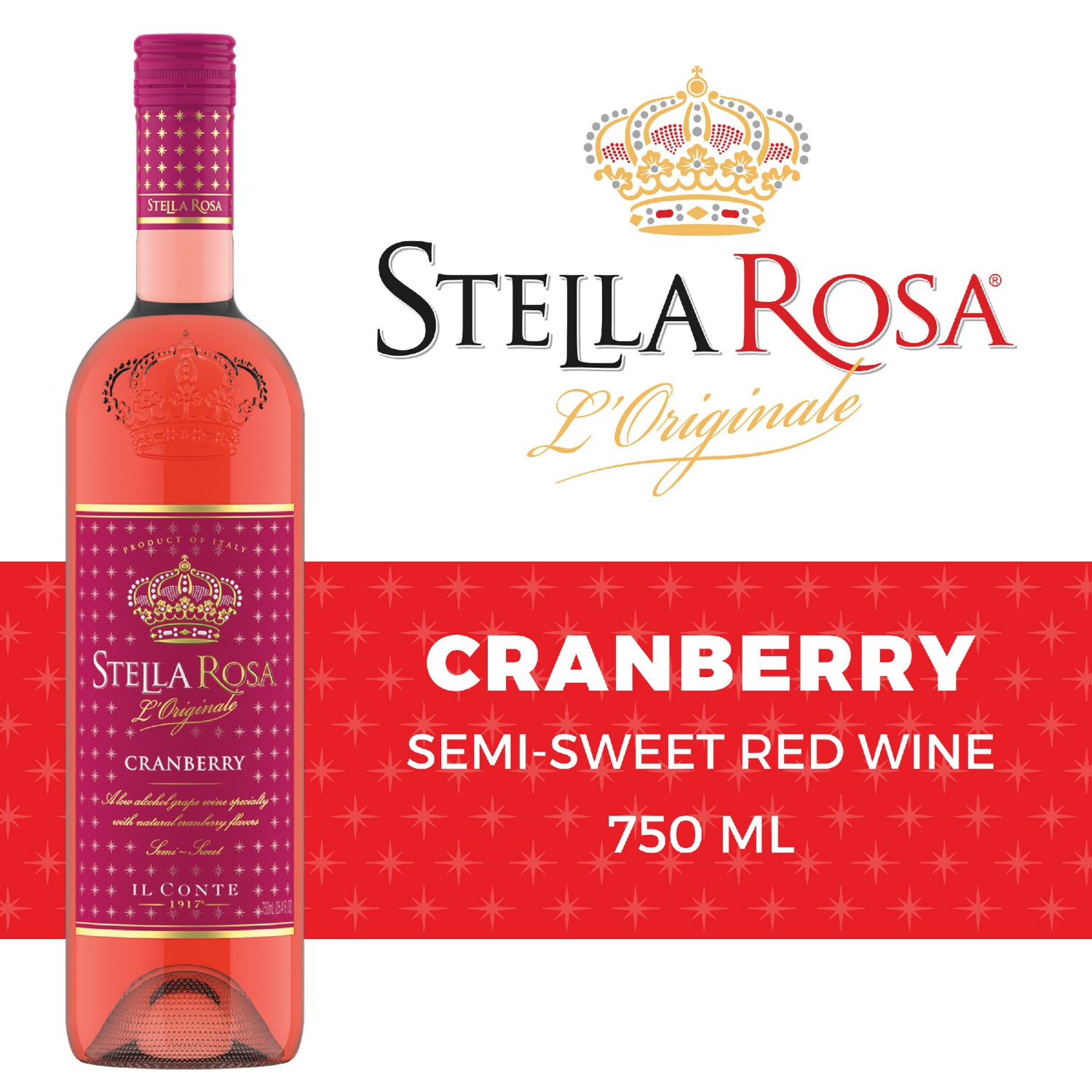 slide 6 of 8, Stella Rosa Semi-Sweet Cranberry 25.4 fl oz, 750 ml