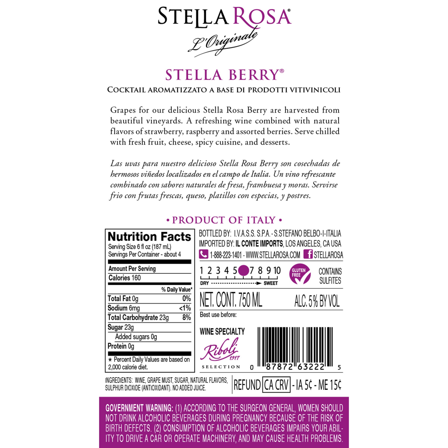 slide 3 of 8, Stella Rosa Berry Semi-Sweet Red Wine 750mL, 25.4 fl oz