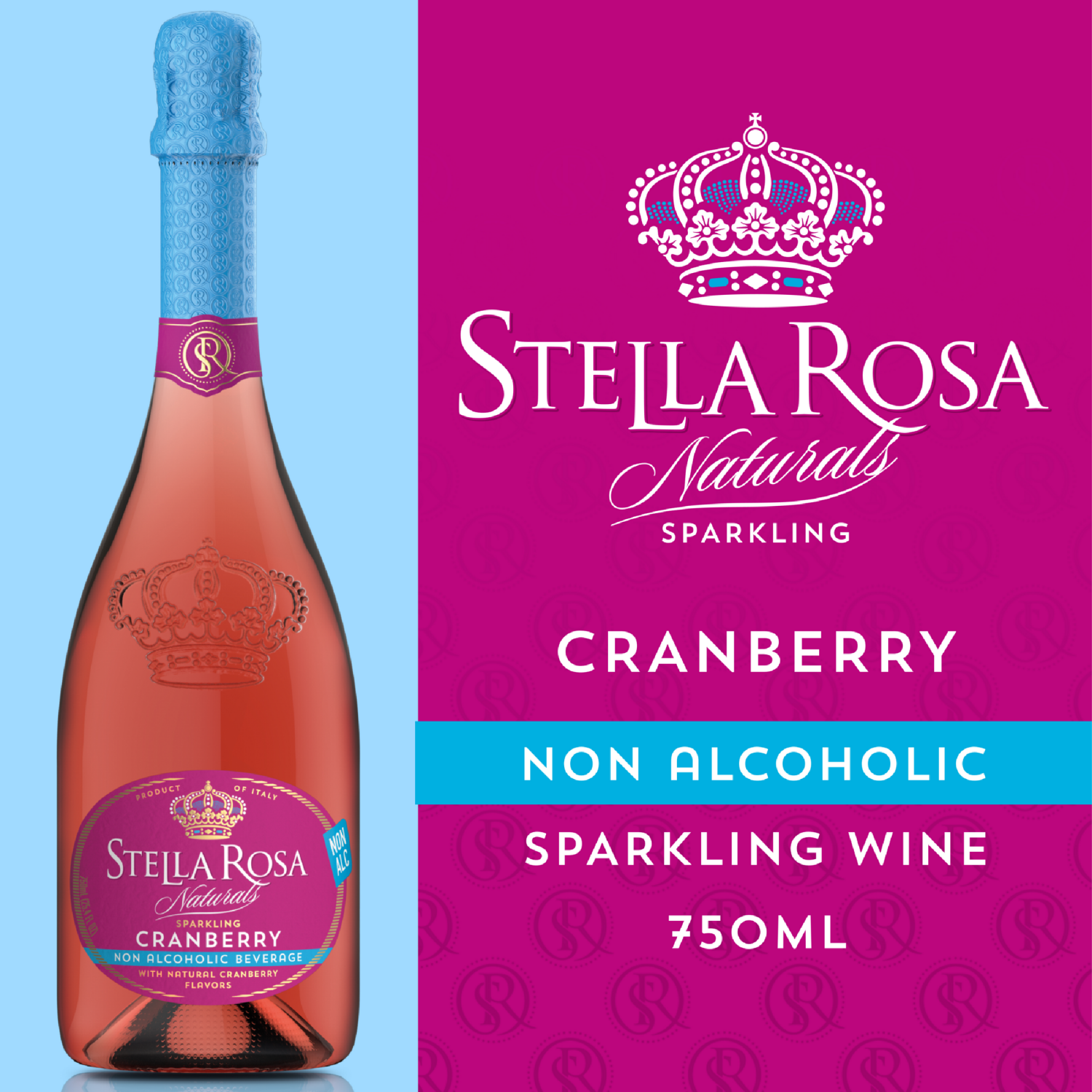 slide 3 of 4, Stella Rosa Naturals Sparkling Cranberry Non-Alcoholic Wine 750 Ml, 750 ml
