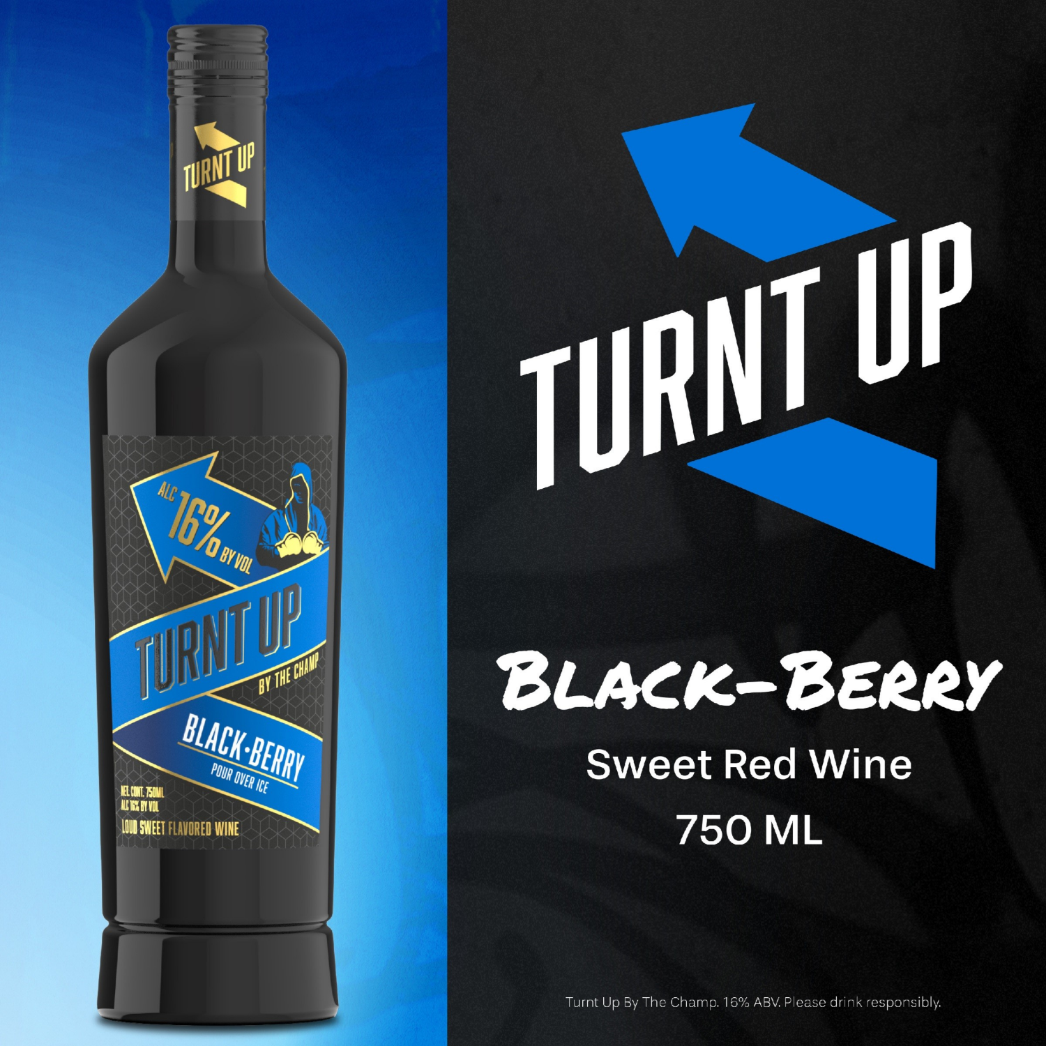 slide 3 of 4, Turnt Up By The Champ Black-Berry Sweet Red Wine 750 ml, 750 ml